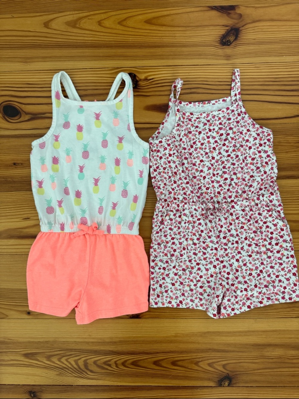 Circo Girl Coral Pineapple & Wonder Nation Red Pink Floral Rompers 3T lot bundle